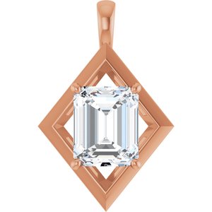 14K Rose Gold 11x9 mm Emerald Charm/Pendant Mounting
