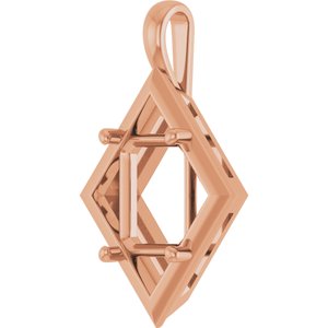 10K Rose Gold 11x9 mm Emerald Charm/Pendant Mounting – image 4