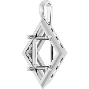 10K White Gold 11x9 mm Emerald Charm/Pendant Mounting – image 4