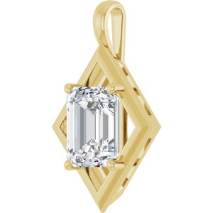 14K Yellow Gold 11x9 mm Emerald Charm/Pendant Mounting – image 3