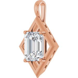 10K Rose Gold 11x9 mm Emerald Charm/Pendant Mounting – image 3