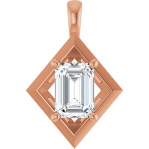 10K Rose Gold 7x5 mm Emerald Charm/Pendant Mounting