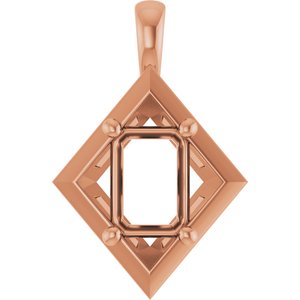 10K Rose Gold 7x5 mm Emerald Charm/Pendant Mounting – image 2