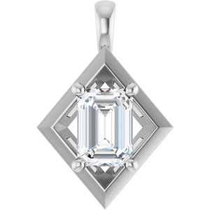 18K White Gold 7x5 mm Emerald Charm/Pendant Mounting