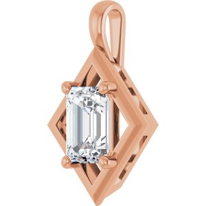 10K Rose Gold 7x5 mm Emerald Charm/Pendant Mounting – image 3