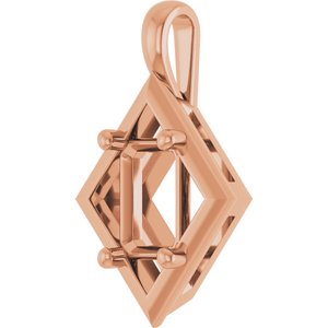 10K Rose Gold 7x5 mm Emerald Charm/Pendant Mounting – image 4
