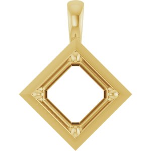 10K Yellow Gold 8 mm Asscher Charm/Pendant Mounting – image 2