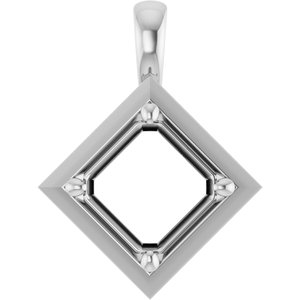 Continuum Sterling Silver 8 mm Asscher Charm/Pendant Mounting – image 2