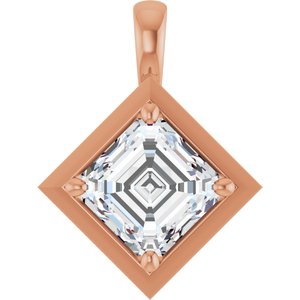 10K Rose Gold 8 mm Asscher Charm/Pendant Mounting