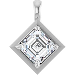 18K White Gold 8 mm Asscher Charm/Pendant Mounting