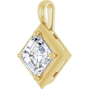 10K Yellow Gold 8 mm Asscher Charm/Pendant Mounting – image 3