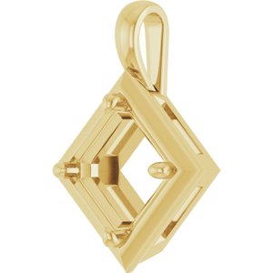 10K Yellow Gold 8 mm Asscher Charm/Pendant Mounting – image 4