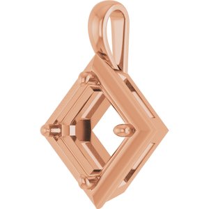 10K Rose Gold 8 mm Asscher Charm/Pendant Mounting – image 4