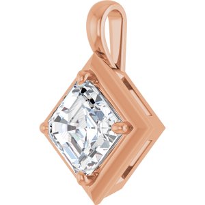 18K Rose Gold 8 mm Asscher Charm/Pendant Mounting – image 3