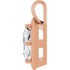 18K Rose Gold 8 mm Asscher Charm/Pendant Mounting – image 5