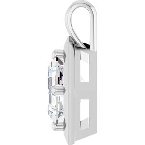 18K White Gold 8 mm Asscher Charm/Pendant Mounting – image 5