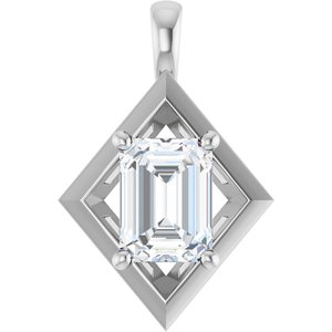 Platinum 8x6 mm Emerald Charm/Pendant Mounting