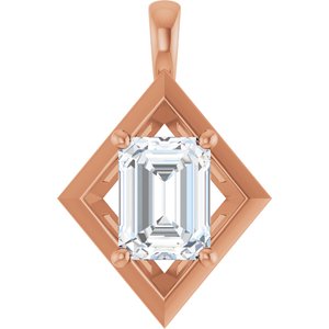 10K Rose Gold 8x6 mm Emerald Charm/Pendant Mounting