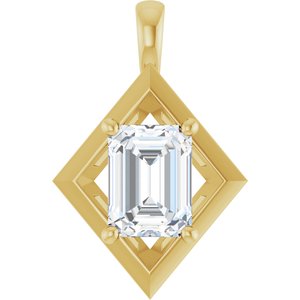 14K Yellow Gold 8x6 mm Emerald Charm/Pendant Mounting
