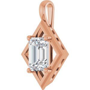 14K Rose Gold 8x6 mm Emerald Charm/Pendant Mounting – image 3