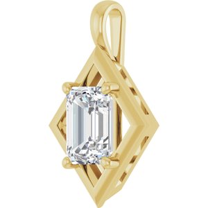 14K Yellow Gold 8x6 mm Emerald Charm/Pendant Mounting – image 3