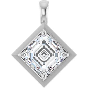 10K White Gold 9 mm Asscher Charm/Pendant Mounting