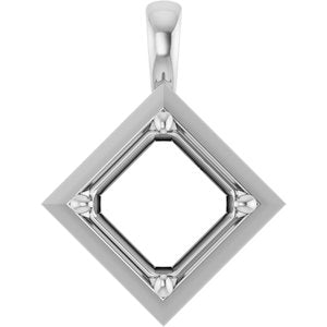 14K X1 White Gold 9 mm Asscher Charm/Pendant Mounting – image 2