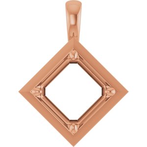 14K Rose Gold 9 mm Asscher Charm/Pendant Mounting – image 2