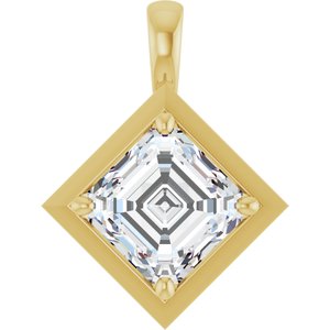 14K Yellow Gold 9 mm Asscher Charm/Pendant Mounting