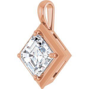 14K Rose Gold 9 mm Asscher Charm/Pendant Mounting – image 3