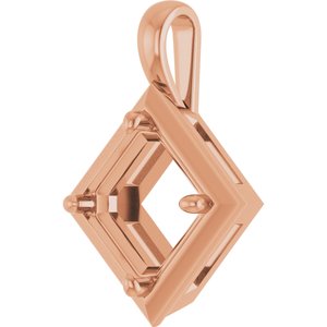 14K Rose Gold 9 mm Asscher Charm/Pendant Mounting – image 4
