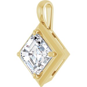14K Yellow Gold 9 mm Asscher Charm/Pendant Mounting – image 3