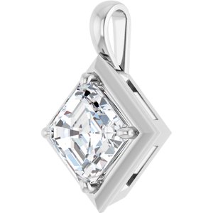 10K White Gold 9 mm Asscher Charm/Pendant Mounting – image 3