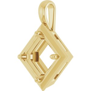 18K Yellow Gold 9 mm Asscher Charm/Pendant Mounting – image 4