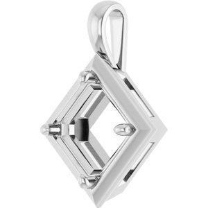 18K White Gold 9 mm Asscher Charm/Pendant Mounting – image 4