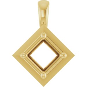 10K Yellow Gold 4.5 mm Square Charm/Pendant Mounting – image 2