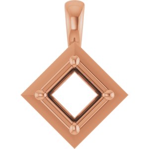 18K Rose Gold 4.5 mm Square Charm/Pendant Mounting – image 2