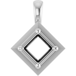 14K White Gold 4.5 mm Square Charm/Pendant Mounting – image 2