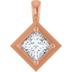 18K Rose Gold 4.5 mm Square Charm/Pendant Mounting