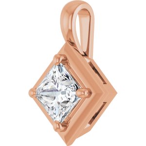 18K Rose Gold 4.5 mm Square Charm/Pendant Mounting – image 3