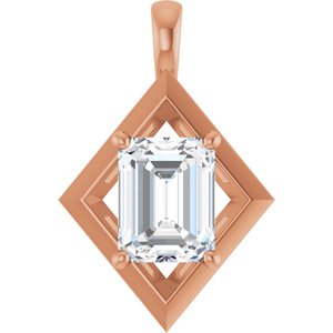 14K Rose Gold 9x7 mm Emerald Charm/Pendant Mounting