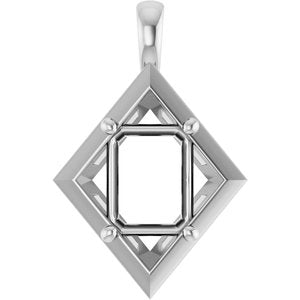 Continuum Sterling Silver 9x7 mm Emerald Charm/Pendant Mounting – image 2