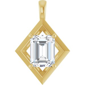 14K Yellow Gold 9x7 mm Emerald Charm/Pendant Mounting