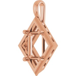 10K Rose Gold 9x7 mm Emerald Charm/Pendant Mounting – image 4