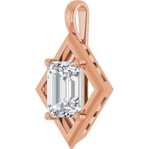 18K Rose Gold 9x7 mm Emerald Charm/Pendant Mounting – image 3