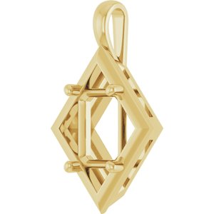 10K Yellow Gold 9x7 mm Emerald Charm/Pendant Mounting – image 4