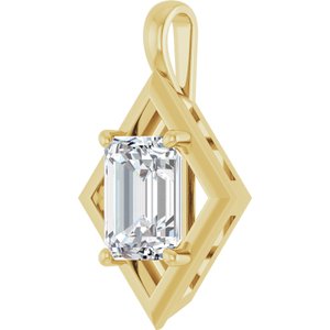 10K Yellow Gold 9x7 mm Emerald Charm/Pendant Mounting – image 3