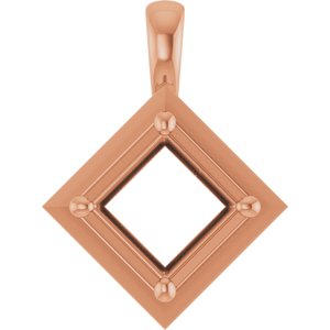 10K Rose Gold 6.5 mm Square Charm/Pendant Mounting – image 2