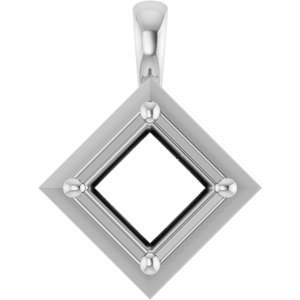 Sterling Silver 6.5 mm Square Charm/Pendant Mounting – image 2