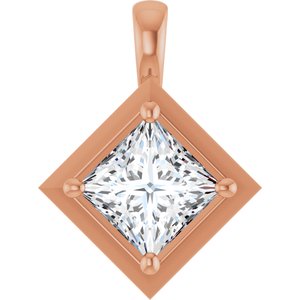 10K Rose Gold 6.5 mm Square Charm/Pendant Mounting